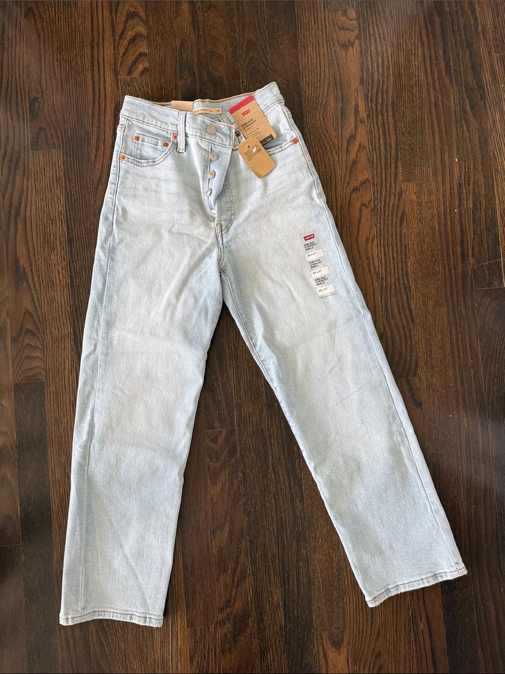 Levi's Light Blue Straight Jeans with Button Fly